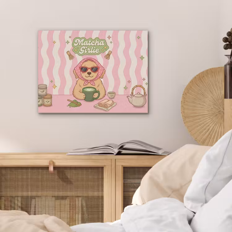 Matcha - Hond - Roze - Groen PET vilt klein -sfeer3