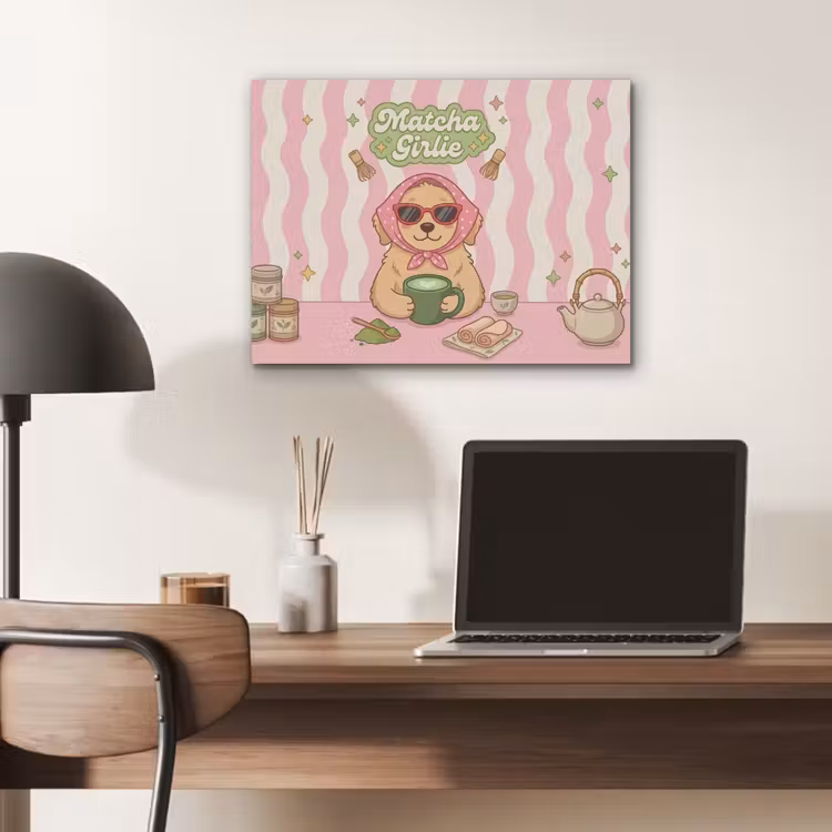 Matcha - Hond - Roze - Groen PET vilt klein -sfeer5