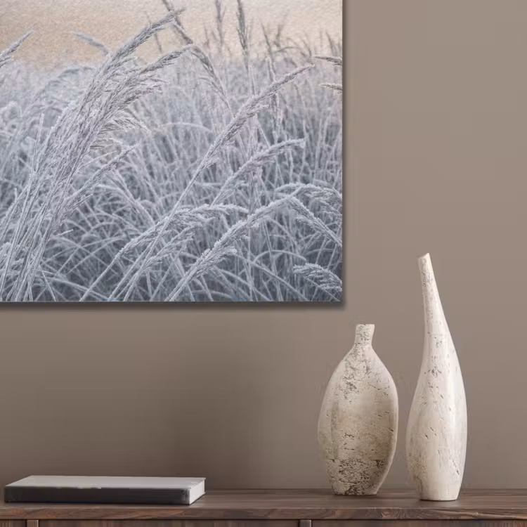 Rijp - Gras - Kristallen - Winter - Minimalistisch PET vilt klein -sfeer6_closeup