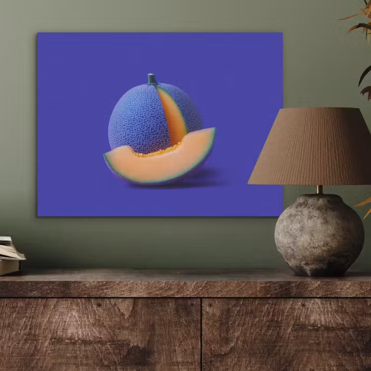 Meloen - Blauw - Oranje - Kunstzinnig PET vilt klein -sfeer2