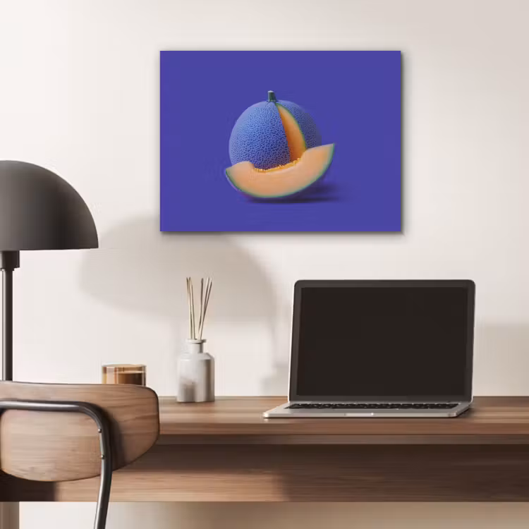Meloen - Blauw - Oranje - Kunstzinnig PET vilt klein -sfeer5