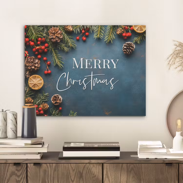 Merry Christmas - Blauw - Kerst - Winter PET vilt klein -sfeer1