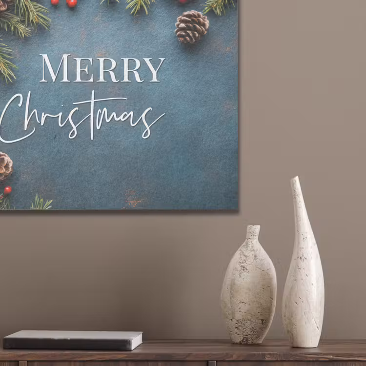 Merry Christmas - Blauw - Kerst - Winter PET vilt klein -sfeer6_closeup