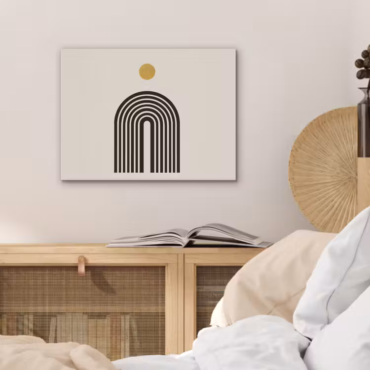 Minimalistisch - Zwarte boog - Gouden cirkel PET vilt klein -sfeer3