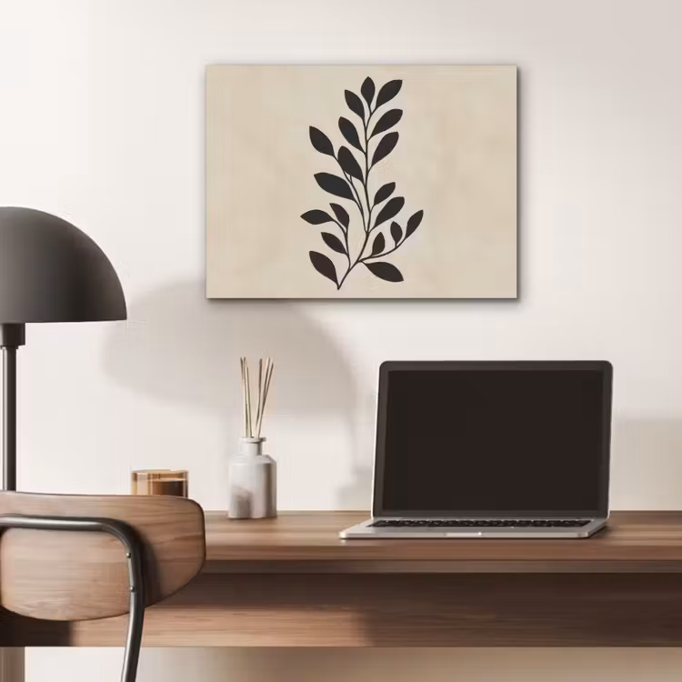 Minimalistisch - Tak - Bladeren - Zwart PET vilt klein -sfeer5