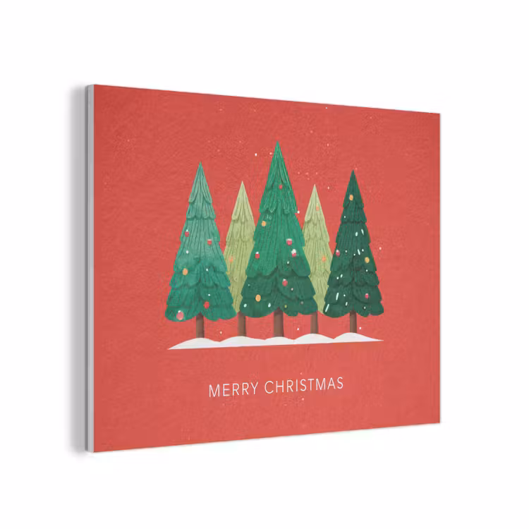 Minimalistisch - Kerstbomen - Rood - Sneeuw PET vilt klein -3d