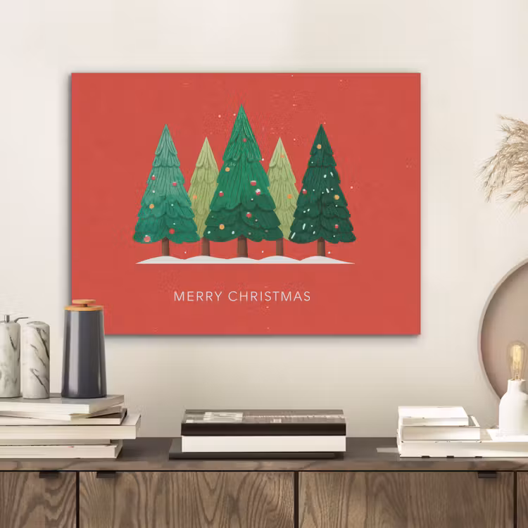 Minimalistisch - Kerstbomen - Rood - Sneeuw PET vilt klein -sfeer1