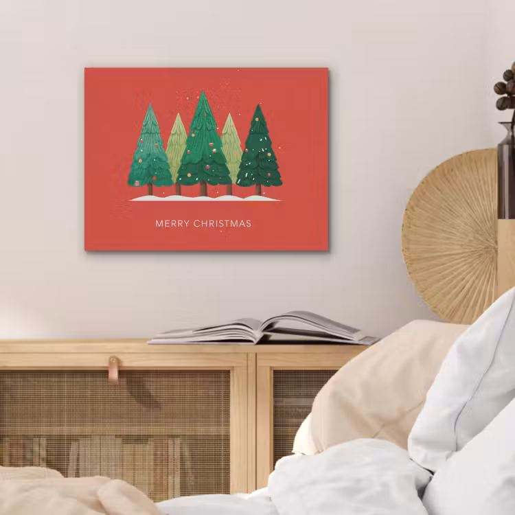 Minimalistisch - Kerstbomen - Rood - Sneeuw PET vilt klein -sfeer3