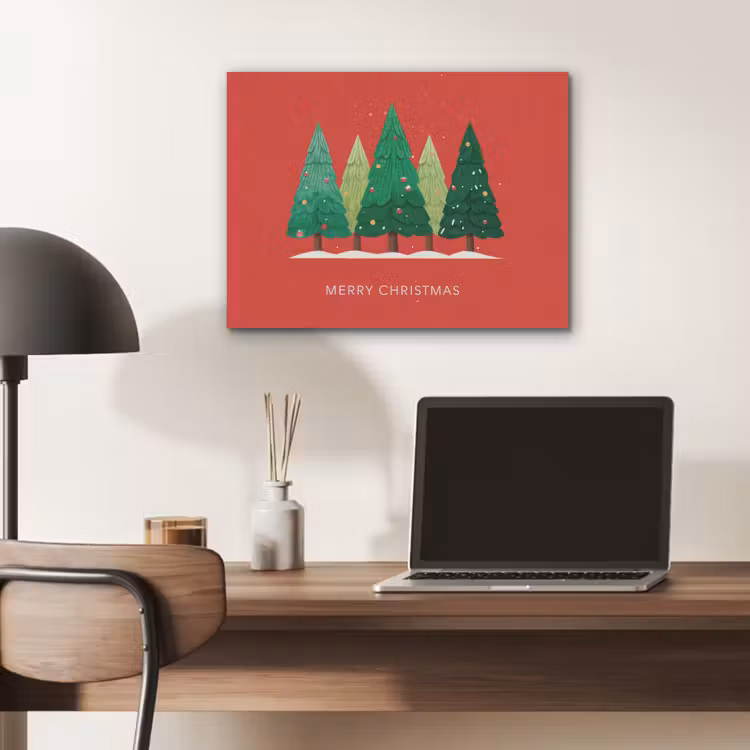 Minimalistisch - Kerstbomen - Rood - Sneeuw PET vilt klein -sfeer5