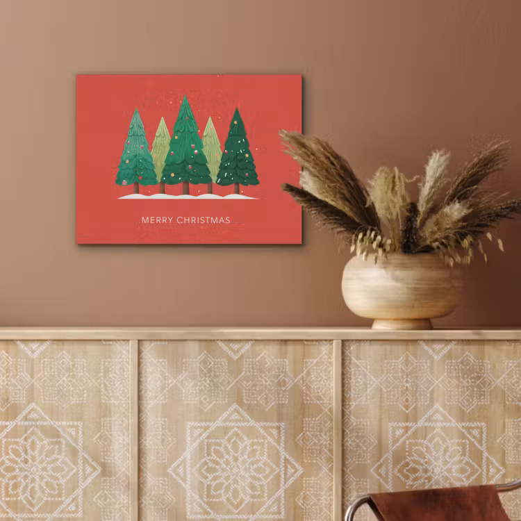 Minimalistisch - Kerstbomen - Rood - Sneeuw PET vilt klein -sfeer4
