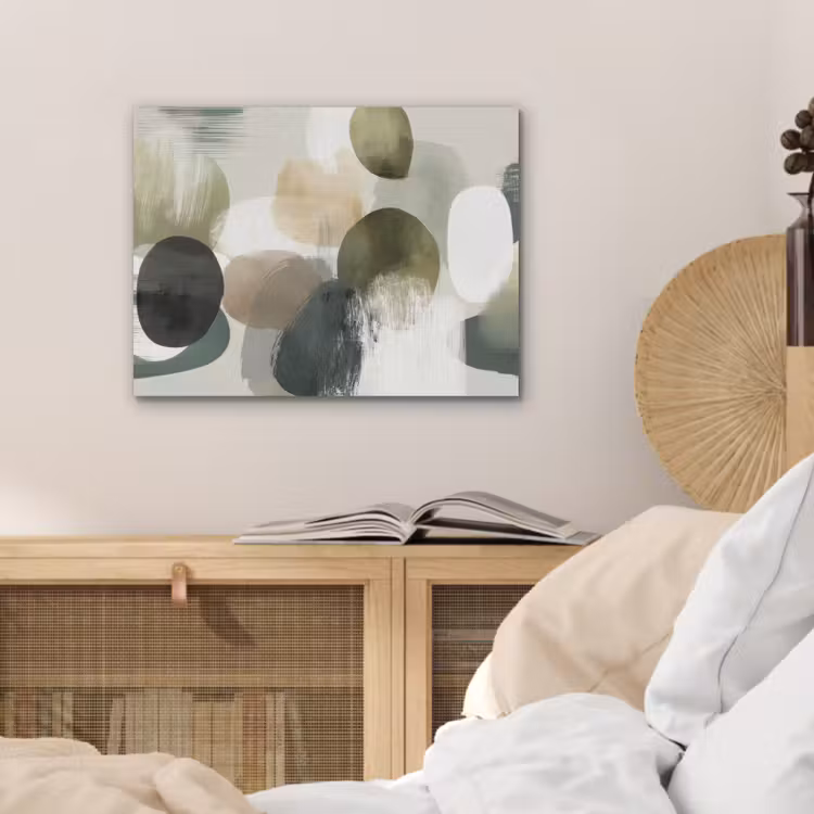 Minimalistisch - Cirkels - Penseelstreken - Beige PET vilt klein -sfeer3