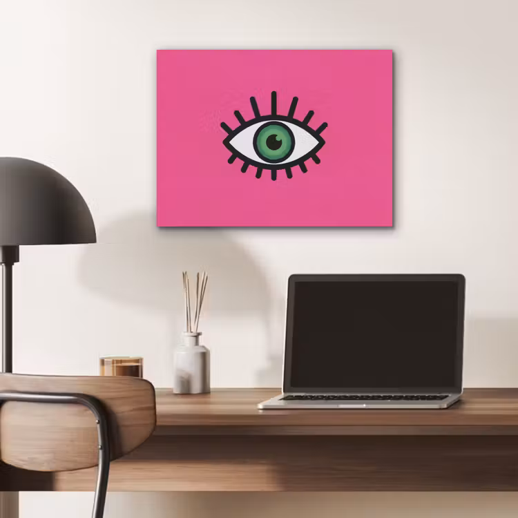 Minimalistisch - Oog - Roze PET vilt klein -sfeer5