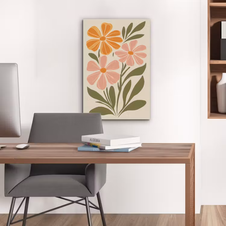 Minimalistisch - Bloemen - Bladeren - Roze PET vilt middel -sfeer5