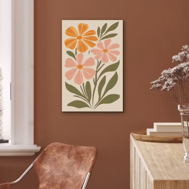 Minimalistisch - Bloemen - Bladeren - Roze PET vilt middel -sfeer4