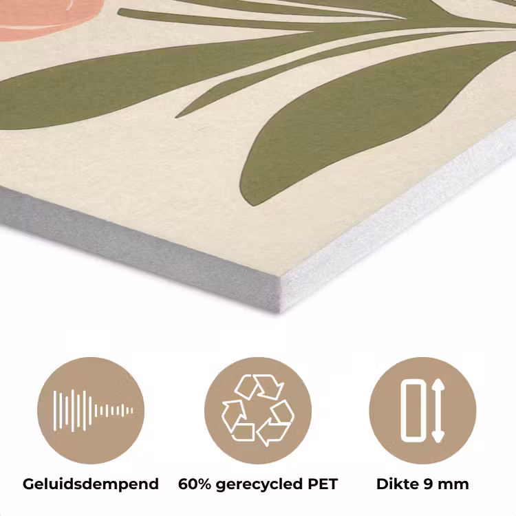 Minimalistisch - Bloemen - Bladeren - Roze PET vilt middel -closeup_NL
