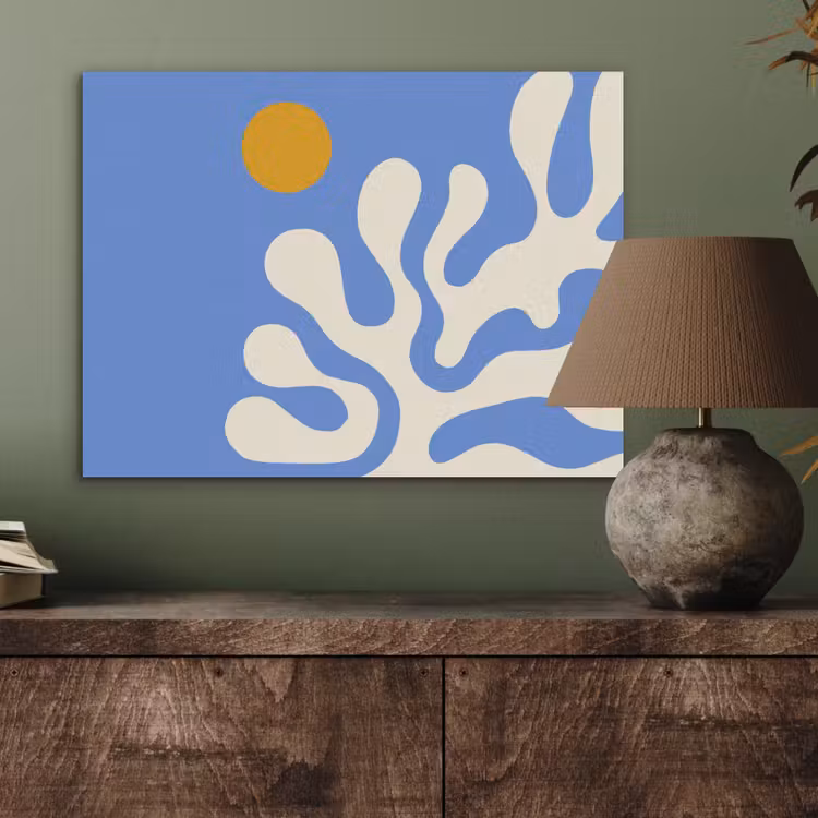 Minimalistisch - Organisch patroon - Blauw PET vilt klein -sfeer2