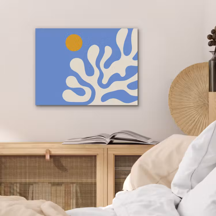 Minimalistisch - Organisch patroon - Blauw PET vilt klein -sfeer3