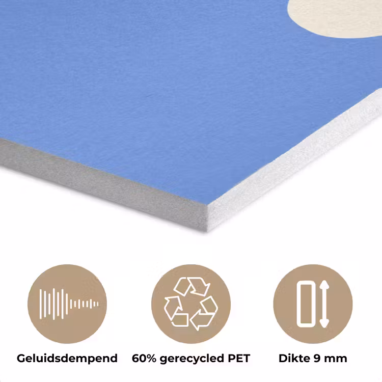 Minimalistisch - Organisch patroon - Blauw PET vilt klein -closeup_NL