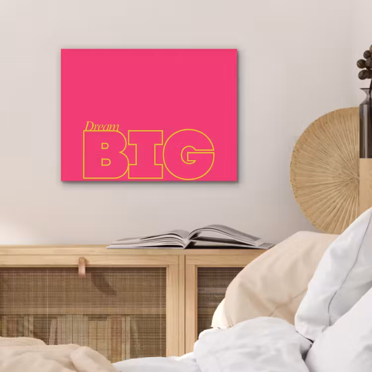 Minimalistisch - Roze - Dream big - Grafisch PET vilt klein -sfeer3