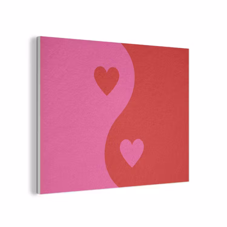 Minimalistisch - Rood - Roze - Hartjes PET vilt klein -3d