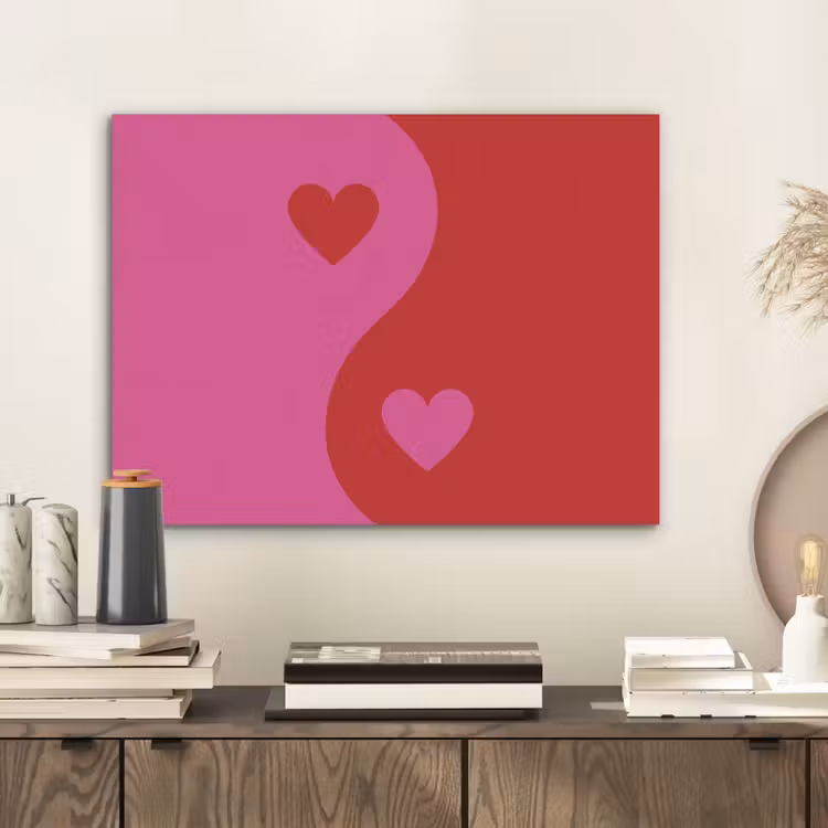 Minimalistisch - Rood - Roze - Hartjes PET vilt klein -sfeer1