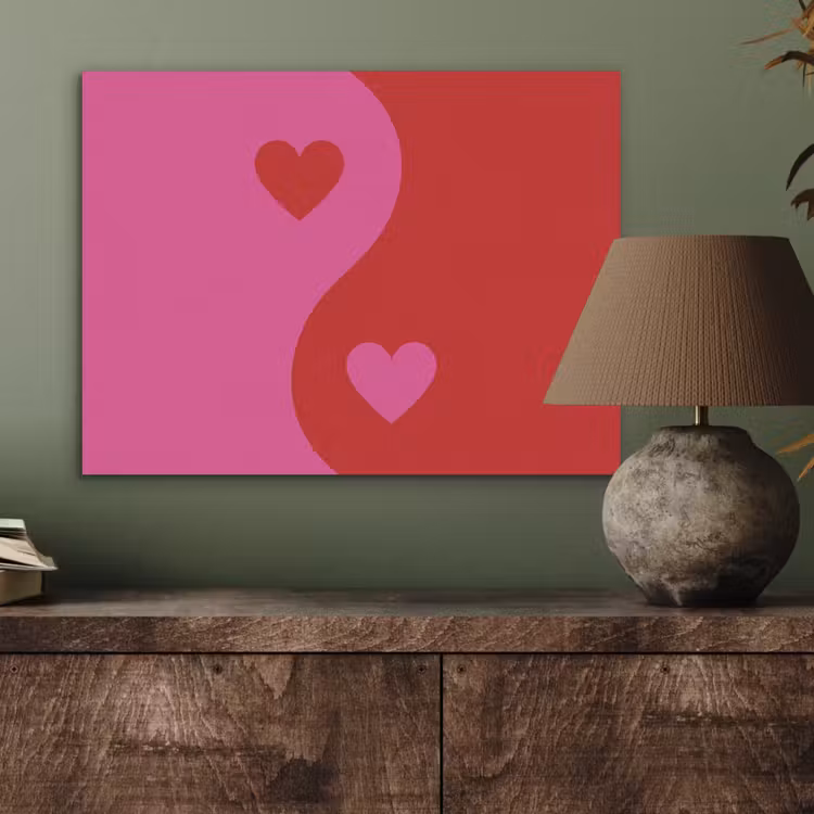 Minimalistisch - Rood - Roze - Hartjes PET vilt klein -sfeer2
