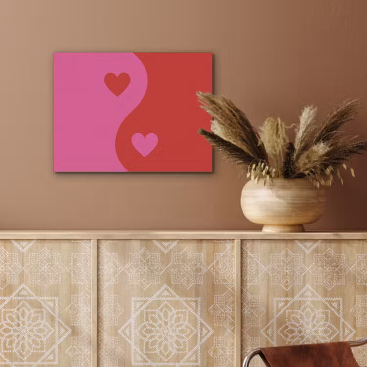 Minimalistisch - Rood - Roze - Hartjes PET vilt klein -sfeer4