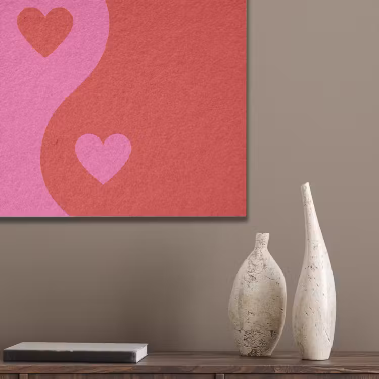 Minimalistisch - Rood - Roze - Hartjes PET vilt klein -sfeer6_closeup