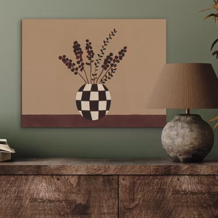 Minimalistisch - Vaas - Bloemen - Bruin PET vilt klein -sfeer2