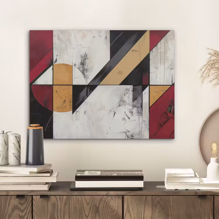 Modern - Abstract - Geometrisch - Rood - Industrieel PET vilt klein -sfeer1