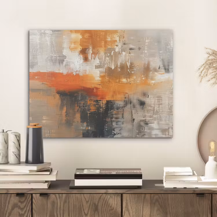 Moderne kunst - Abstract - Goud - Grijs PET vilt klein -sfeer1