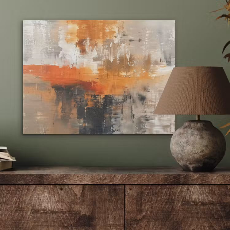 Moderne kunst - Abstract - Goud - Grijs PET vilt klein -sfeer2