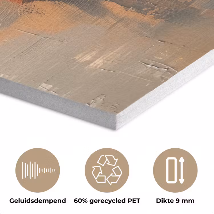 Moderne kunst - Abstract - Goud - Grijs PET vilt klein -closeup_NL