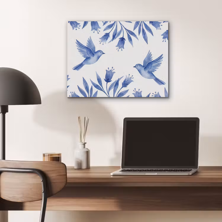 Modern - Vogels - Delfts - Blauw PET vilt klein -sfeer5