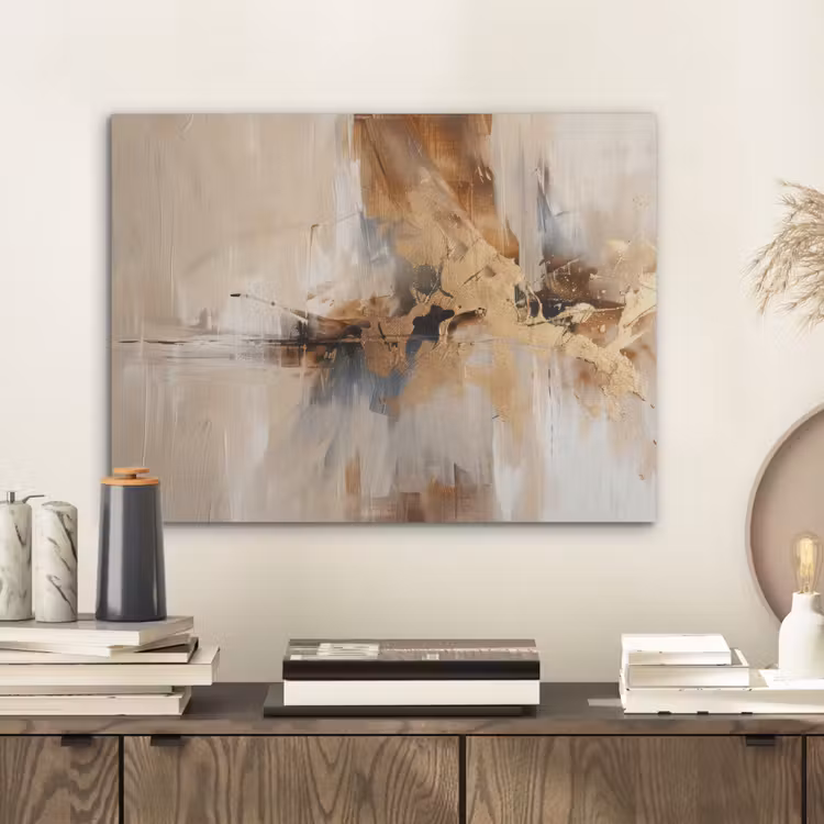 Modern - Bruin - Abstract - Beige PET vilt klein -sfeer1