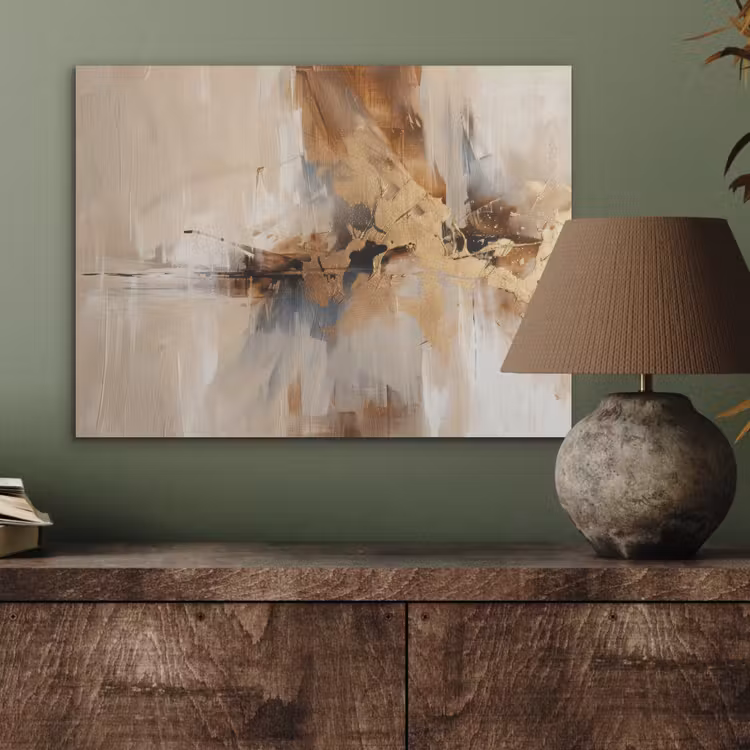Modern - Bruin - Abstract - Beige PET vilt klein -sfeer2