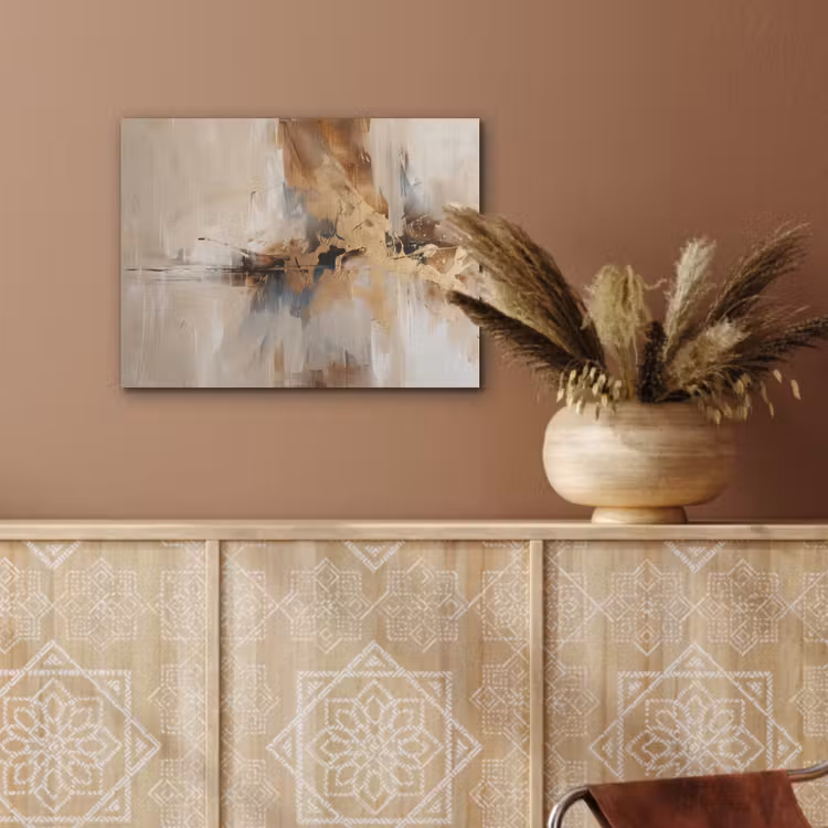 Modern - Bruin - Abstract - Beige PET vilt klein -sfeer4