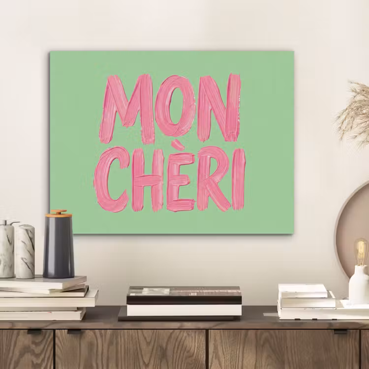 Mon cheri - Groen - Roze PET vilt klein -sfeer1