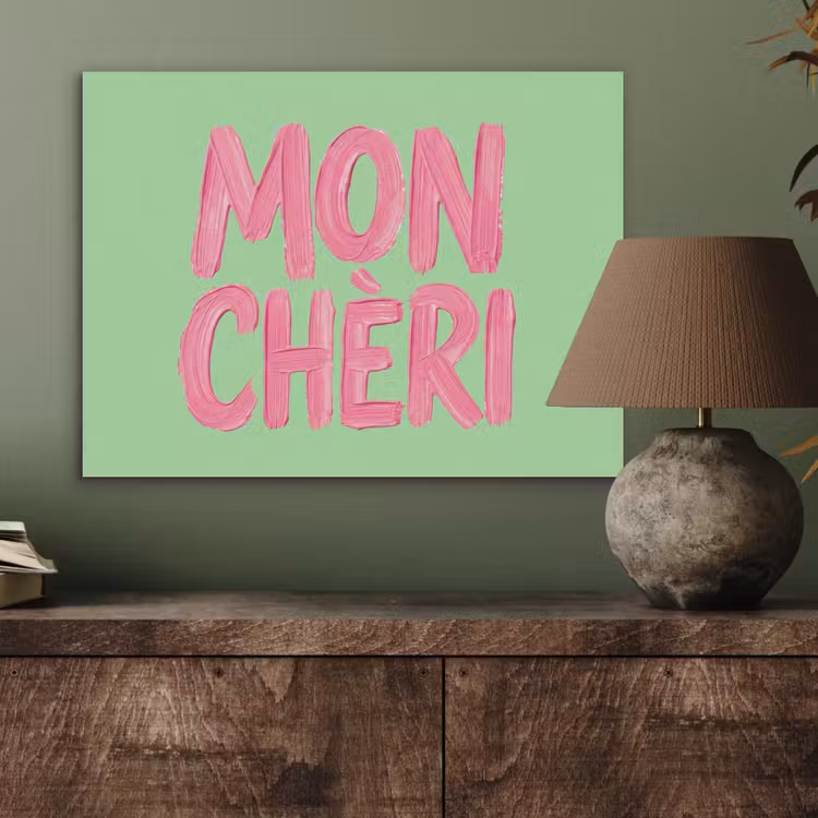 Mon cheri - Groen - Roze PET vilt klein -sfeer2