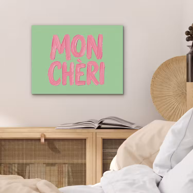 Mon cheri - Groen - Roze PET vilt klein -sfeer3