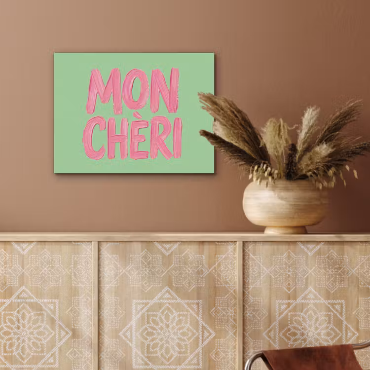 Mon cheri - Groen - Roze PET vilt klein -sfeer4