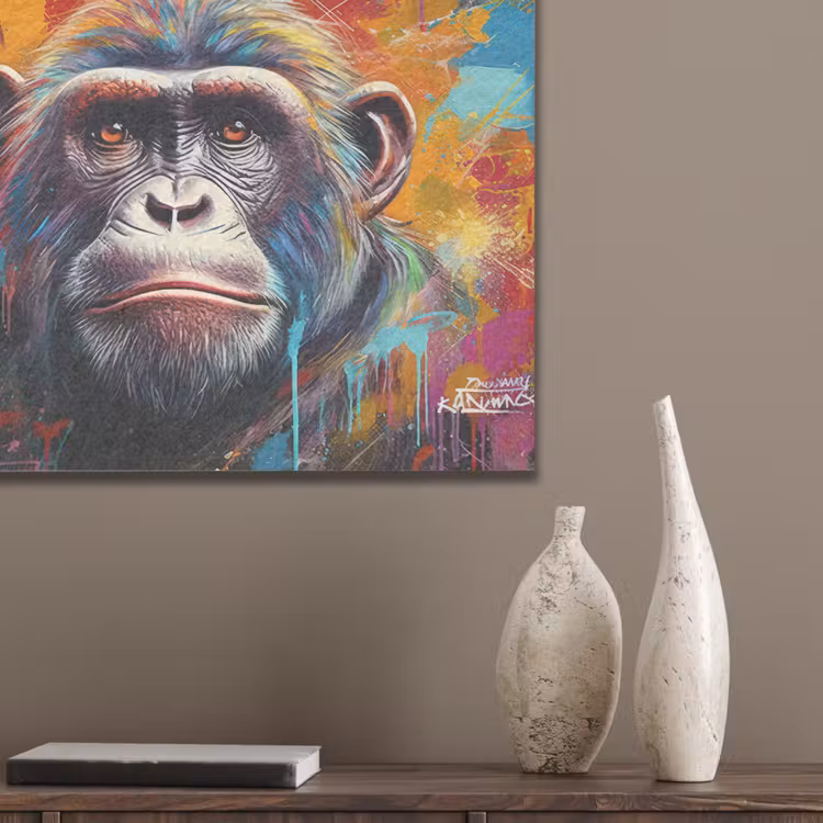Aap - Gorilla - Graffiti - Dieren - Kleuren PET vilt klein -sfeer6_closeup