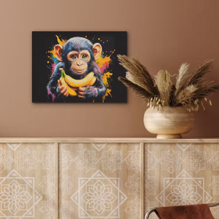 Aap - Graffiti - Kleurrijk - Bananen - Modern PET vilt klein -sfeer4