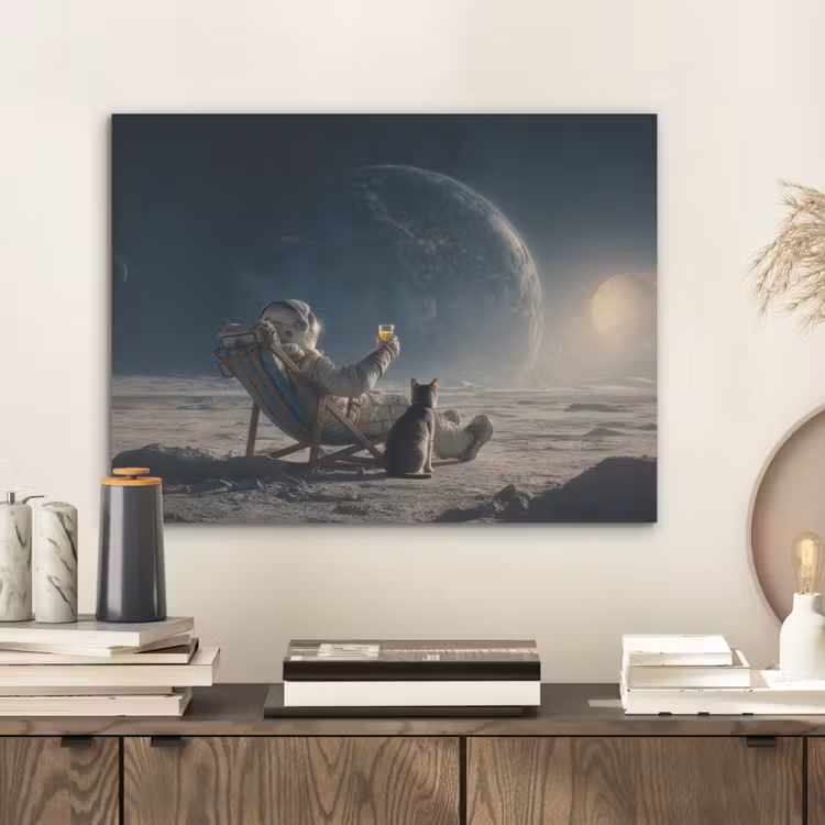 Maan - Kat - Astronaut - Ruimte PET vilt klein -sfeer1