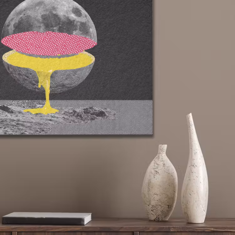 Maan - Geel - Roze - Zwart PET vilt klein -sfeer6_closeup