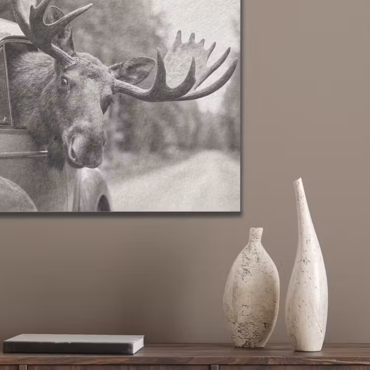 Eland - Auto - Gewei - Zwart - Wit PET vilt klein -sfeer6_closeup