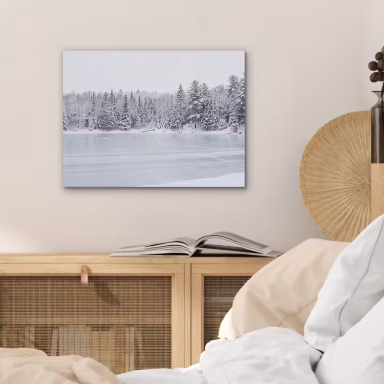 Meer - Dennen - IJs - Winter - Rustgevend PET vilt klein -sfeer3