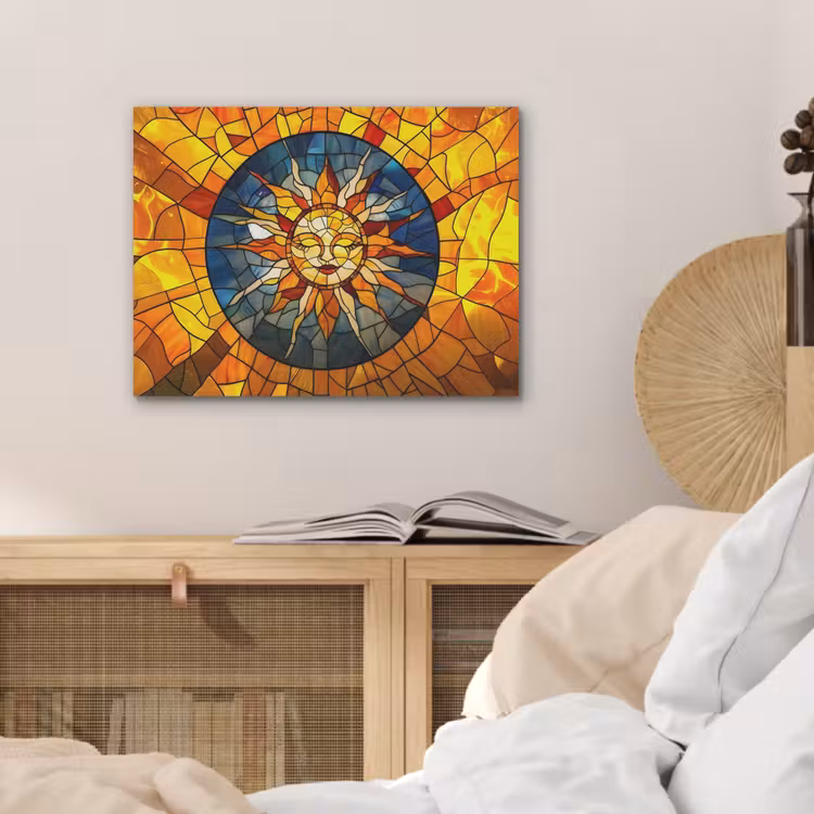Mozaïek - Zon - Geel - Cirkel PET vilt klein -sfeer3