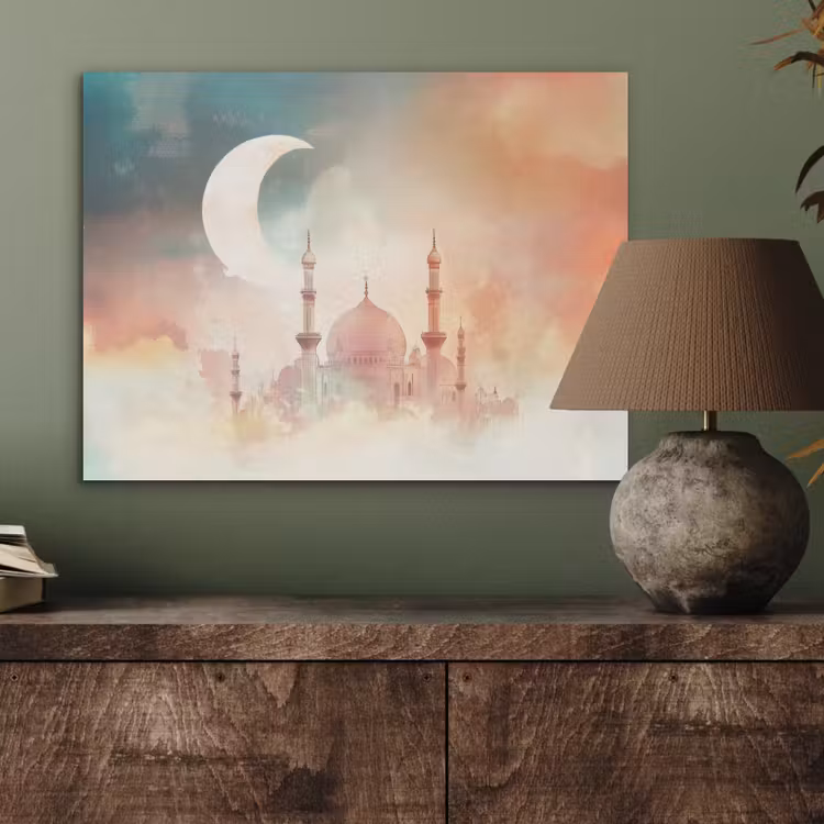 Moskee - Kleurrijke wolken - Arabisch - Ramadan - Islamitische PET vilt klein -sfeer2