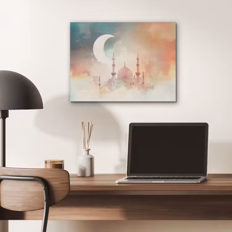 Moskee - Kleurrijke wolken - Arabisch - Ramadan - Islamitische PET vilt klein -sfeer5